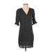 Vero Moda Casual Dress - Shift V Neck Short sleeves: Black Print Dresses - Women's Size Small