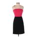 Calvin Klein Casual Dress - Sheath Crew Neck Sleeveless: Black Color Block Dresses - Women's Size 0 Petite