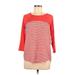 Express Long Sleeve Blouse: Red Color Block Tops - Women's Size Medium