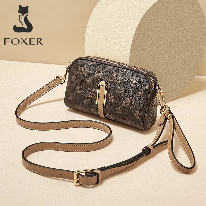 FOXER femmes petit sac à bandoulière sac à bandoulière avec dragonne dame mode sac de messager Mini haute qualité sac à main pour téléphone portable