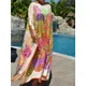 Robes de plage bohème pour femmes tunique maxi imprimé floral caftans pour femmes été bord de