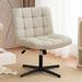 Ebern Designs Averion Ergonomic Non-Wheeled Swivel Task Chair Upholstered, Linen in Gray/White/Brown | 30.75 H x 25 W x 20 D in | Wayfair