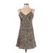 French Connection Casual Dress - A-Line V Neck Sleeveless: Tan Leopard Print Dresses - Women's Size 4