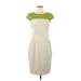 Max Mara Casual Dress - Sheath Crew Neck Short sleeves: Green Color Block Dresses - Women's Size 8