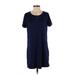 Stella Parker Casual Dress - Shift Scoop Neck Short sleeves: Blue Print Dresses - Women's Size Small