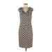 White House Black Market Casual Dress - Sheath Cowl Neck Short sleeves: Tan Dresses - Women's Size 8