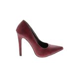 Michael Antonio Heels: Slip-on Stiletto Cocktail Party Burgundy Solid Shoes - Women's Size 7 - Pointed Toe