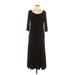 Lennie For Nina Leonard Casual Dress - Midi Scoop Neck 3/4 sleeves: Black Solid Dresses - Women's Size Large