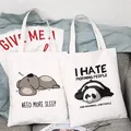 Shopper Bag Cute Panda Sloth Print Women Casual Canvas Shopping Bag Tote Bag borsa a tracolla