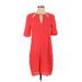 BCBGMAXAZRIA Casual Dress - Mini Crew Neck Short sleeves: Red Print Dresses - Women's Size X-Small