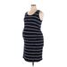 Rosie Pope Casual Dress - Sheath Scoop Neck Sleeveless: Blue Print Dresses - Women's Size X-Large Maternity