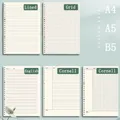 60 fogli Notebook a fogli mobili ricarica raccoglitore a spirale 26 fori diario Planner A4 A5 B5 griglia Cornell linea nucleo interno cartoleria di carta