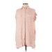lost & wander Short Sleeve Button Down Shirt: Pink Floral Tops - Women's Size Medium