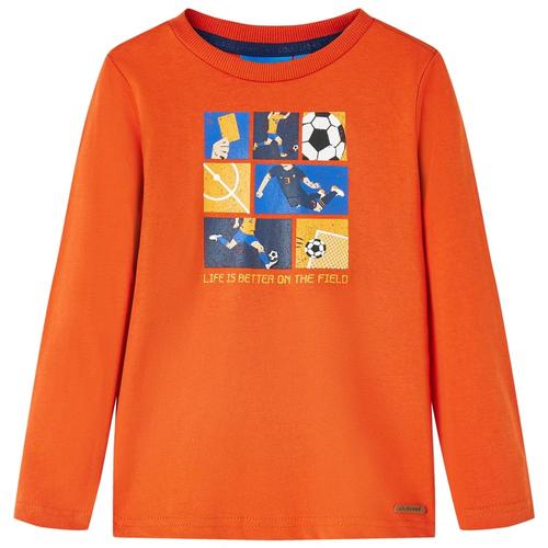 vidaXL Kinder-Langarmshirt mit Fußballspiel-Aufdruck Orange 140