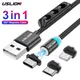 USLION 3 In 1 USB Magnetic Cable With Plugs Storage Case Type C Cable LED Mobile Phone Charging Data