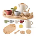 Baby Wooden Afternoon Tea Set Toys Children Tea Set Role Play Game Kid Montessori Toys Cosplay Play