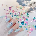 3D Mermaid Beads Round Rhinestone Nail Art Shiny Crystal Gems Aurora Nail Diamond Glass Beads