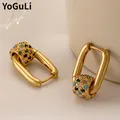 Retro Jewelry Europe American Exquisite Senior Sense Glass Buckle Hoop Earrings For Women Female