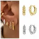 925 sterling silver ear needle multi-ring earrings buckle full of diamonds hoop earrings gold