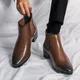 Genuine Leather Spring Designer Luxury Brand Dress Office Shoes for Men Chelsea Casual Boots Retro