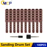 CMCP 100pcs Sanding Drum Set 80 Grit 6.35/12.7mm Shank Sanding Bands With Sanding Mandrel For Dremel