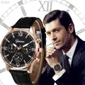 Orologio da uomo d'affari elegante Casual da uomo classico quadrante grande cinturino in pelle