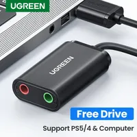 UGREEN Soundkarte USB Audio Interface 3 5mm Mikrofon Audio Adapter USB Soundkarte für PC PS4 5