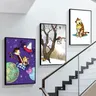 Funny Calvin-and-Hobbes Poster Self-adhesive Art Poster Retro Kraft Paper Sticker DIY Room Bar Cafe