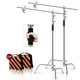 SH Stainless Steel Heavy Duty C Stand with Boom Arm Max Height 260cm Photography Light Stand with