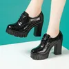 10 cm kleine Größe 32–43 hochwertige Schuhe aus echtem Leder mit tiefem Mund und Fell. 2025 Herbstblock-High-Heels-Pumps, Plattformmodell