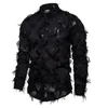 # 4602 Schwarz Weiß Street Hip Hop Shirt Männer Quasten Party Nacht Club männer Shirts Mit Langen Ärmeln Euro Größe frühling Herbst