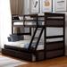 Twin over Full Bunk Bed w/ Drawers Storage Bed Frame for Dorm, Bedroom w/ Solid Wood Slats Support Convertible into 2 Beds