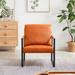 Mid Century Modern Leather Accent Arm Chair Sofa Chairs with Extra Thick Padded Backrest and Seat Cushion