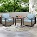 Cozywor 3-Piece Patio Swivel Outdoor Rocking Chair Conversation Set with Side Table