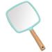 Hand Held Mirror with Handle for Makeup Small Cute Wood Hand Mirror-Square-blue