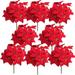 Nvzi 8 Pack 7 Heads Christmas Artificial Poinsettia Flowers Faux Poinsettia Bush Bouquets Silk Poinsettia Christmas Tree Ornaments Poinsettia Flowers Arrangement for Xmas Holiday Decor(Golden Red)