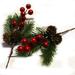 Chok Christmas Picks Artificial Berry Pine Branches Small Red Berries Picks with Snowy Christmas Pine Needles and Pine Cones for Home Xmas Tree Wreath Decor 10 Pieces