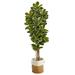 Silk Plant Nearly Natural 6 Oak Artificial Tree in Handmade Natural Jute and Cotton Planter UV Resistant (Indoor/Outdoor)