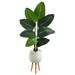 Silk Plant Nearly Natural 5 Travelers Palm Artificial Tree in White Planter with Stand