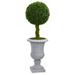 Silk Plant Nearly Natural 3 Braided Boxwood Topiary Artificial Tree in Gray Urn UV Resistant (Indoor/Outdoor)