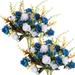 Nvzi 4 Bunches of Artificial Roses.ã€‚48 Small Rosesï¼ŒPlastic Silk Flower Suitable for Plant Decoration of Family Hotel Wedding Christmas Office Table Dark Blue