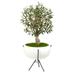 Silk Plant Nearly Natural 3 Olive Artificial Tree in White Planter with Metal Stand