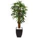 Silk Plant Nearly Natural 5.5 Raphis Plam Tree in Black Planter