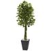 Silk Plant Nearly Natural 6.5 Ficus Tree with Slate Planter UV Resistant (Indoor Outdoor)