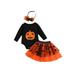 Newborn Baby Girls Halloween 3Pcs Outfits Pumpkin Romper Bodysuit Tutu Skirts with Hair Hoop My 1st Halloween Clothes