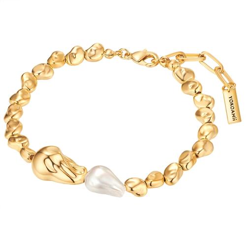 Yokoamii – Armband Metall Muschelkernperle in Gelbgold Armbänder & Armreife Damen