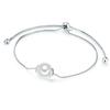Lulu & Jane Perlen-Armband Messing Muschelkernperle in Silber 16,0 - 22,0 cm, flexibel einstellbar Damen
