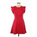 BCBGeneration Casual Dress - A-Line Crew Neck Short sleeves: Red Print Dresses - Women's Size 6