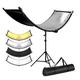 LimoStudio 70 x 24 inch / 5.8 x 2.1 feet [4 Color in 1] Clamshell Lighting Reflector Diffuser Kit, Curved Shape Large Reflector with Tripod Stand in White, Black, Silver, Gold, Photo Studio, AGG2809