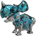 3D Metal Puzzles for Adults Mechanical Triceratops Dinosaur DIY Model Kit - 3D Jigsaw Puzzles for Teens & Adult Stainless Steel Hand - Christmas Surprise Gift Novelty Ornament for Desk Blue